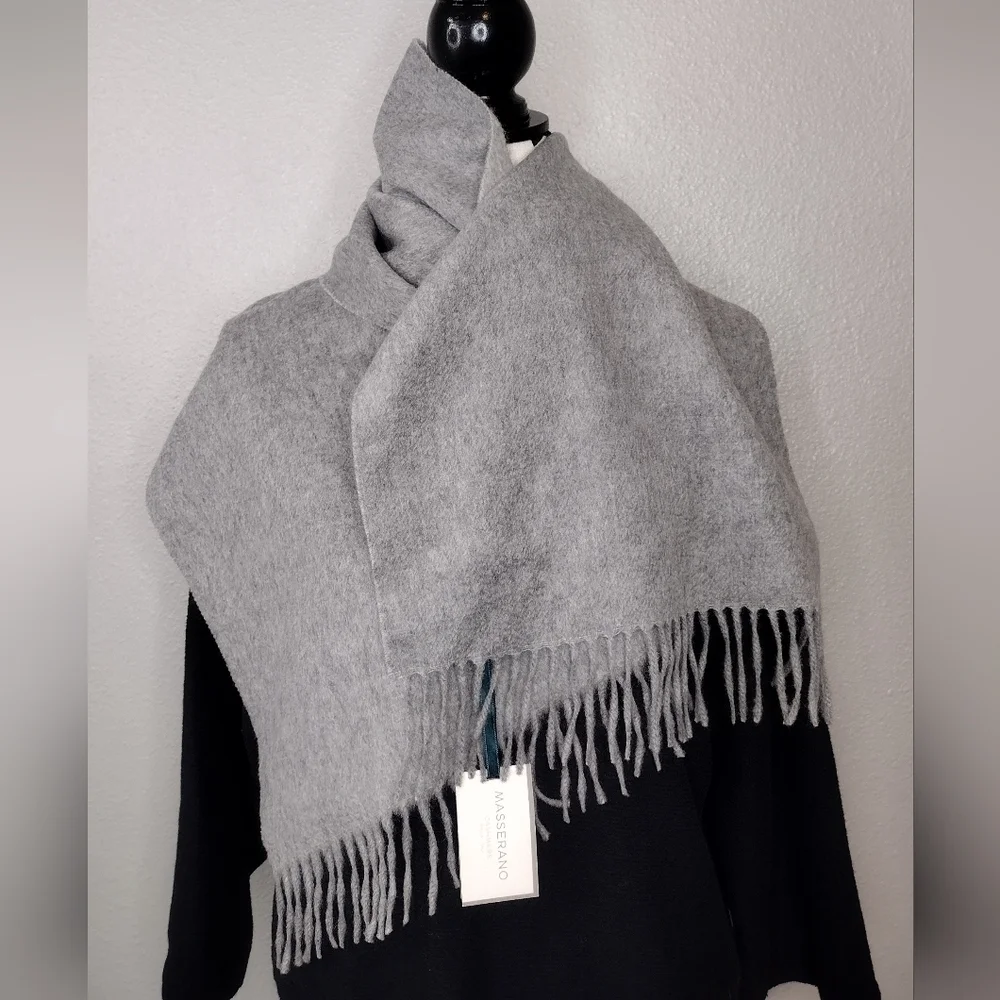 NWT Masserano Cashmere Sciarpa Biella Frange Scarf
